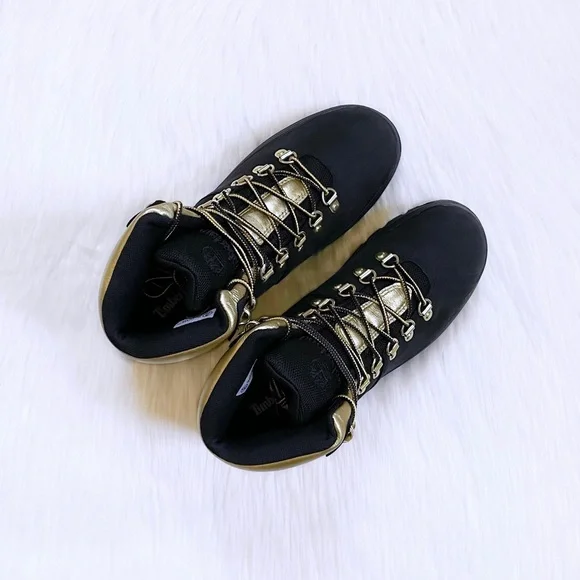 Timberland Women's Euro Hiker Waterproof Black And Gold Boots